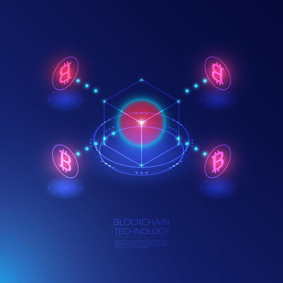 Isometric Bitcoin Block Chain vector