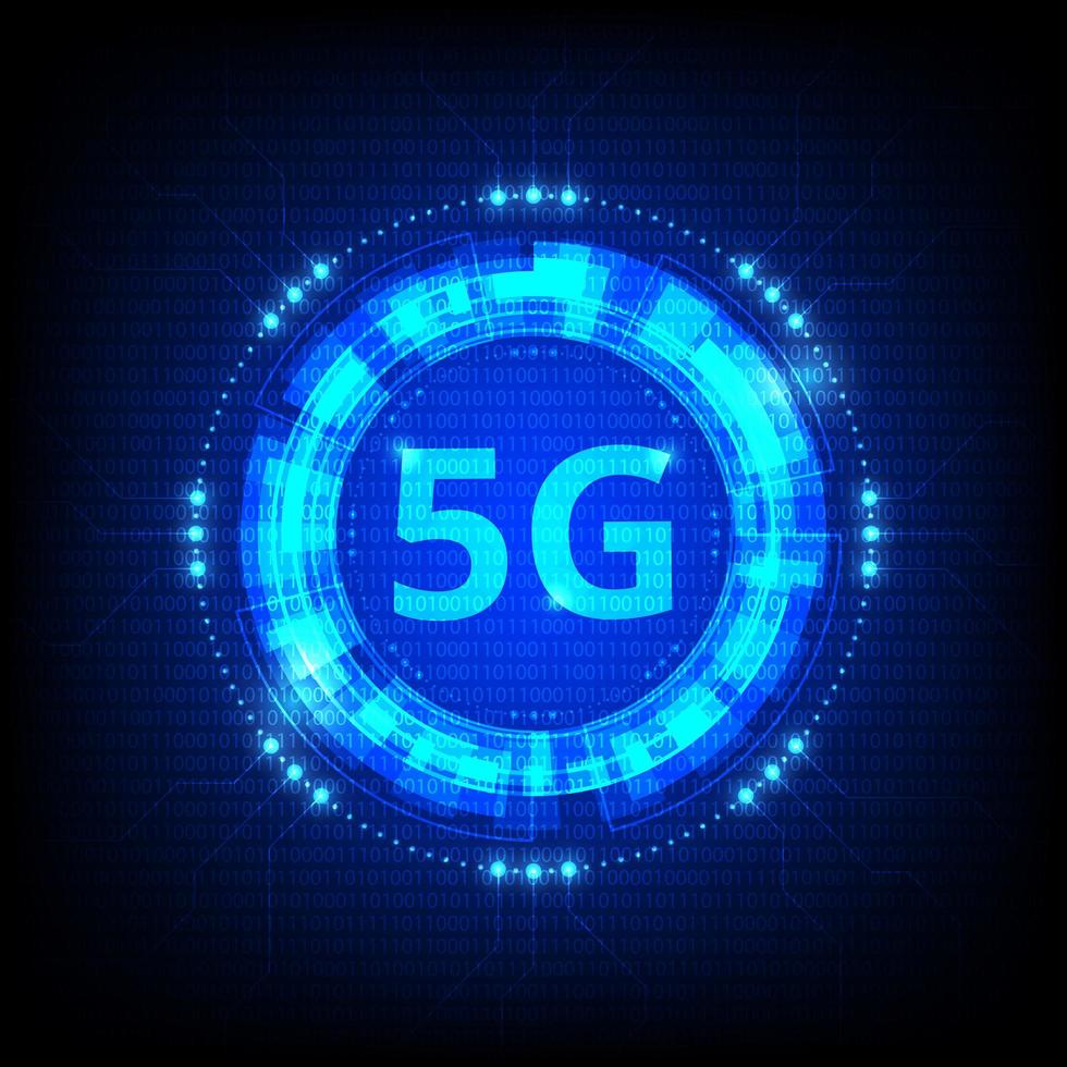 5G Technology Glowing Blue Digital Icon vector