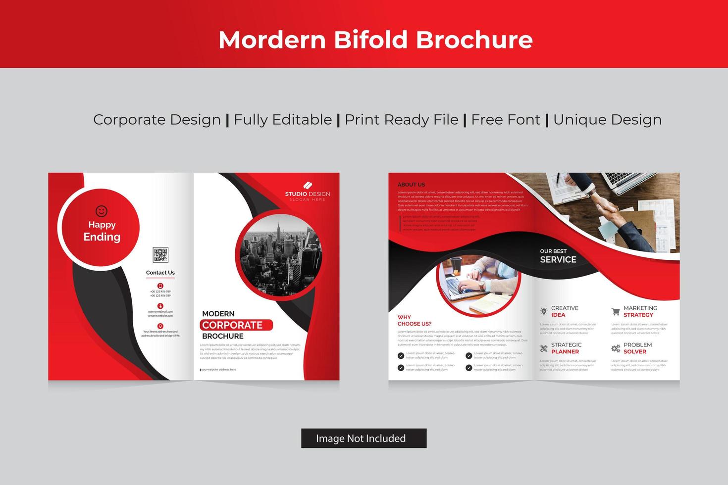 Red Business Corporate Bi-fold  Template Design vector