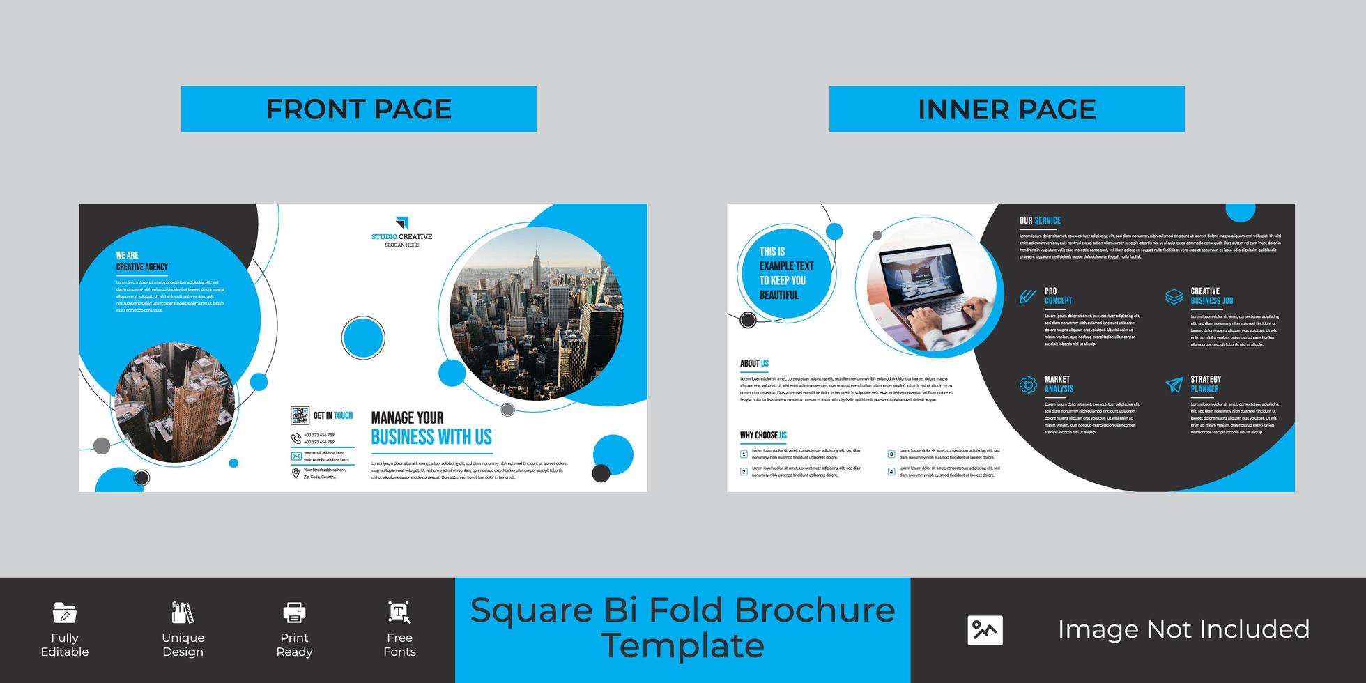 Corporate Square Bi-Fold Brochure Template Design vector