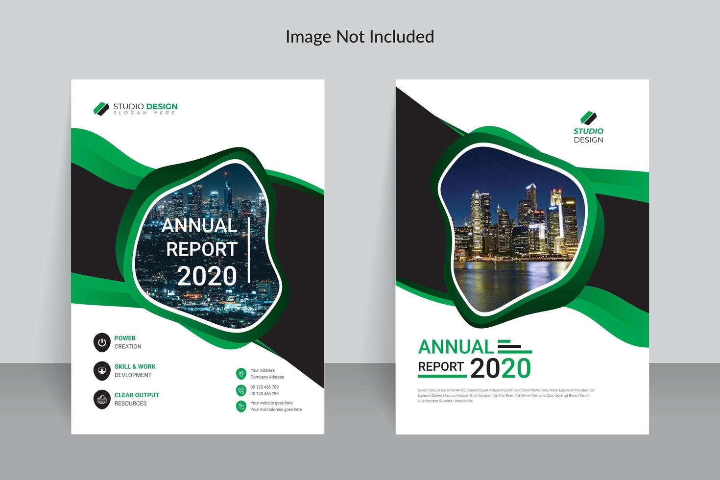 Business Green and White Annual Report Template Design vector