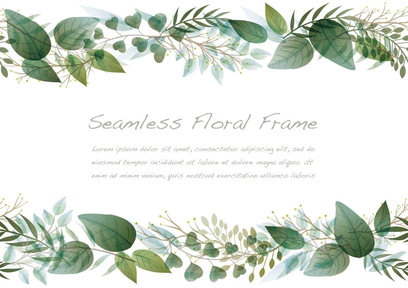 Watercolor Seamless Green Botanical Frame vector