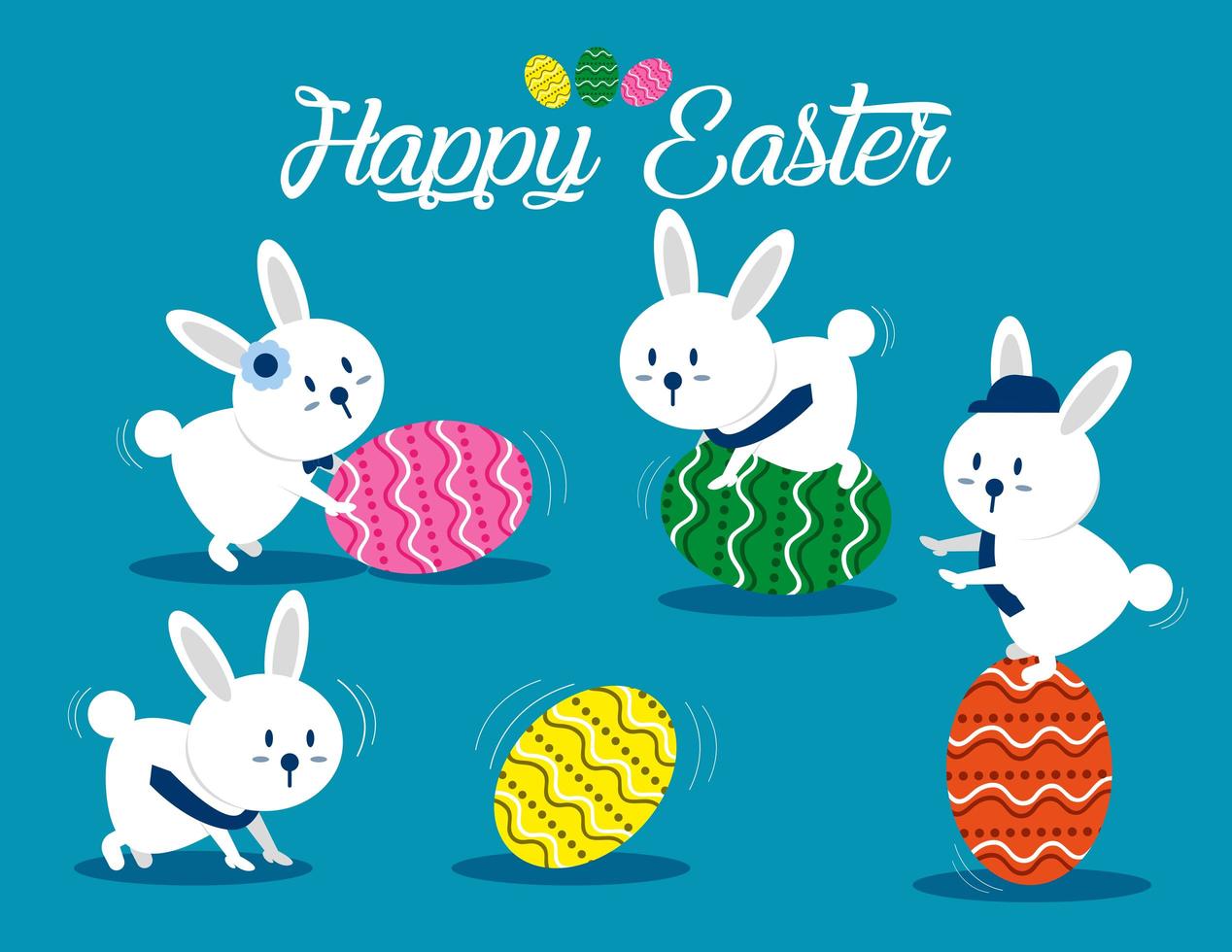 Lovely Easter Bunny Set vector