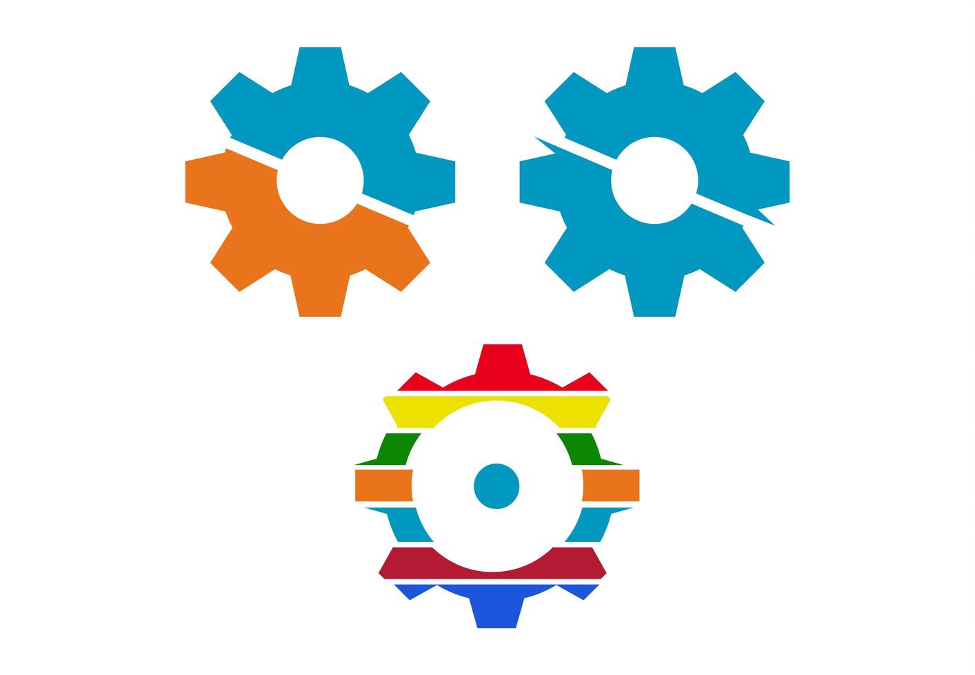 Trendy colorful cog icons vector