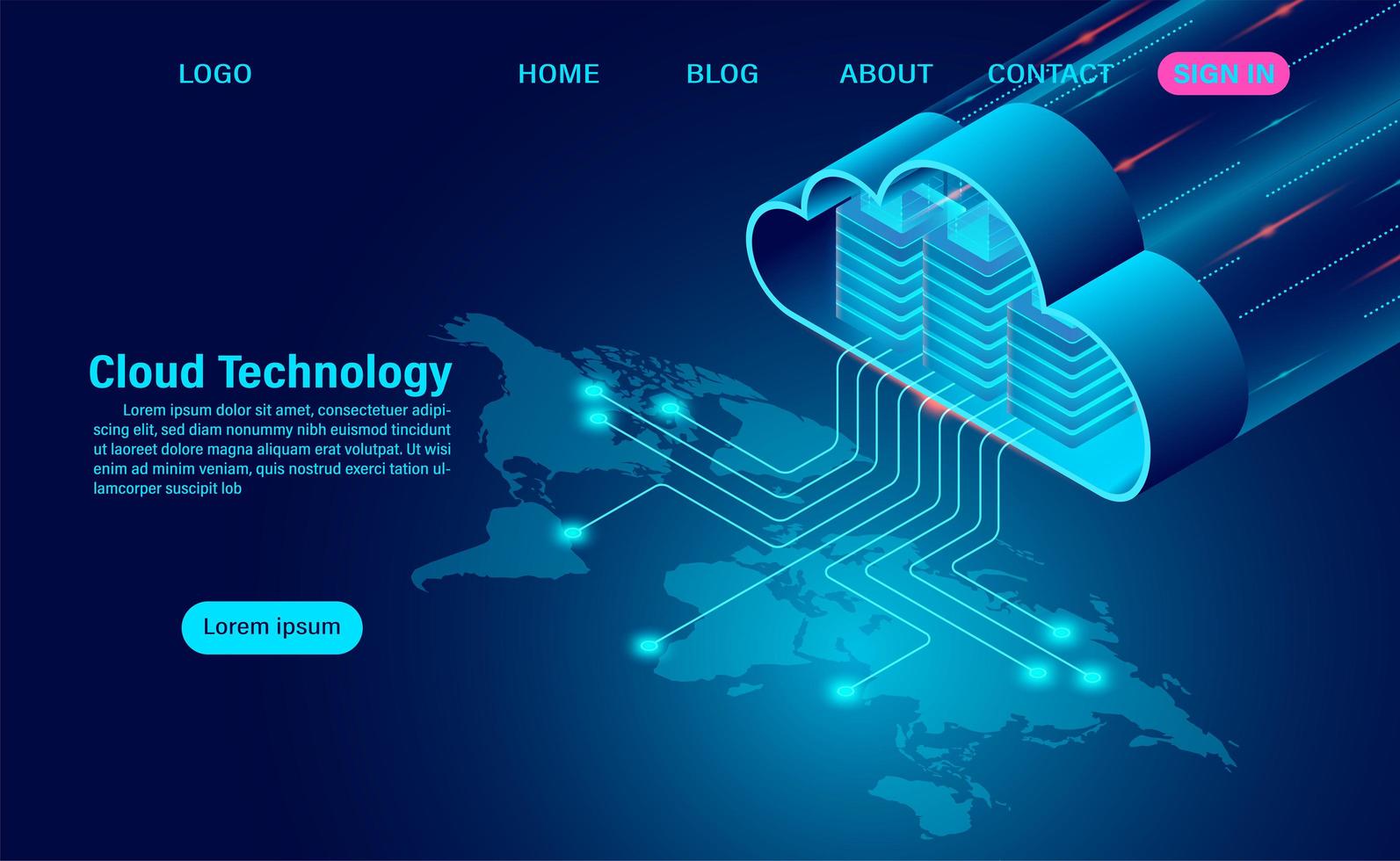 Cloud Data Storage with Data Processing vector