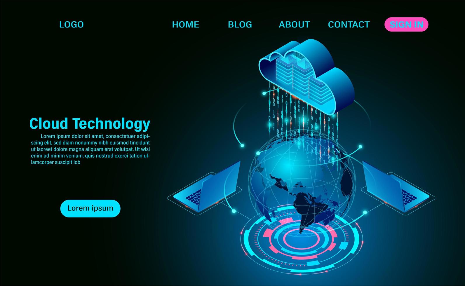 Global Big Data Flow Processing Concept vector