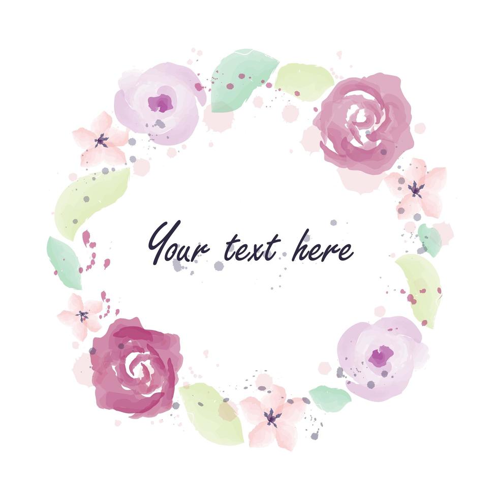 Watercolor floral wreath vector