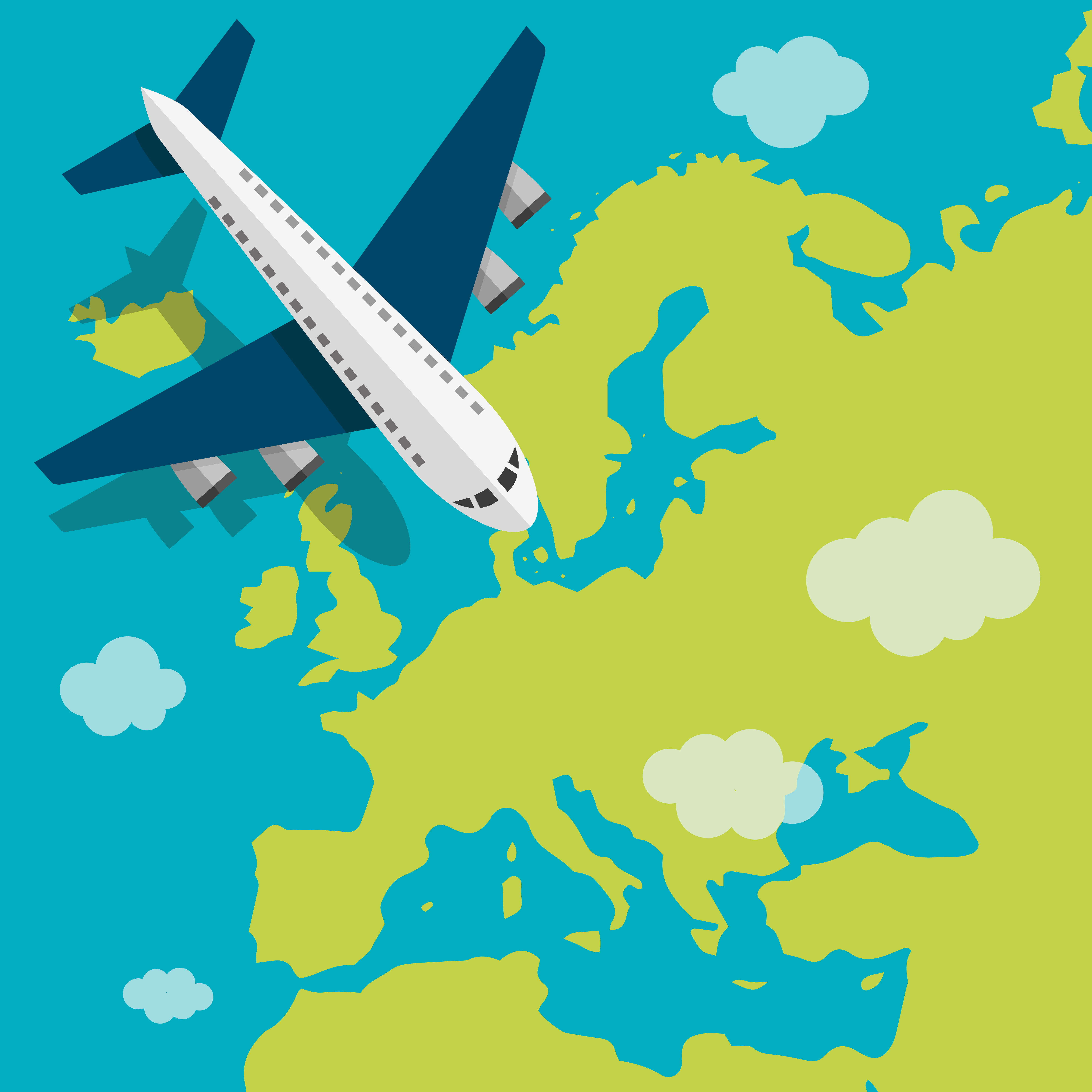 Airplane flying over Europe 702458 Vector Art at Vecteezy