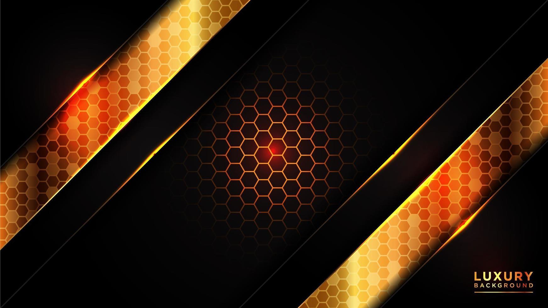 Glowing gold hexagonal pattern with dark overlapping layers vector