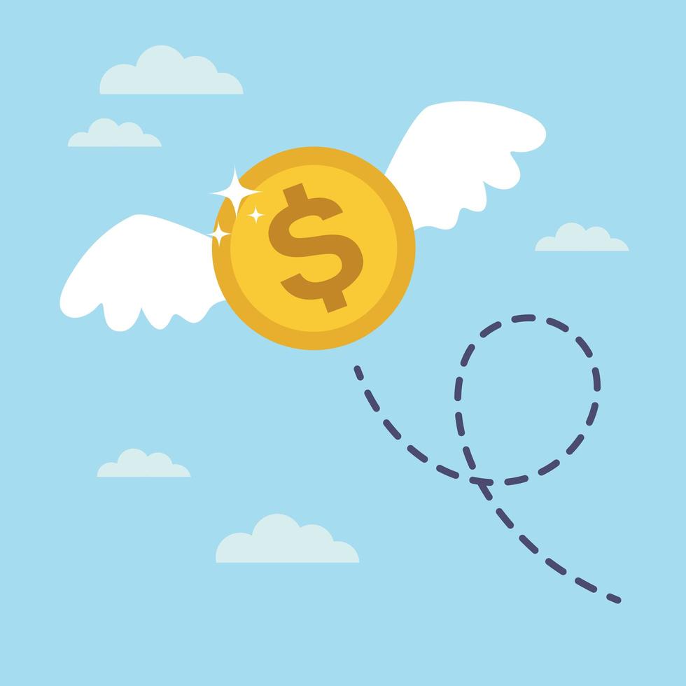 Flying dollar coin vector