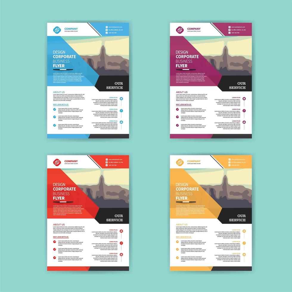 Business Flyer Template Set with Colorful Angled Shapes vector