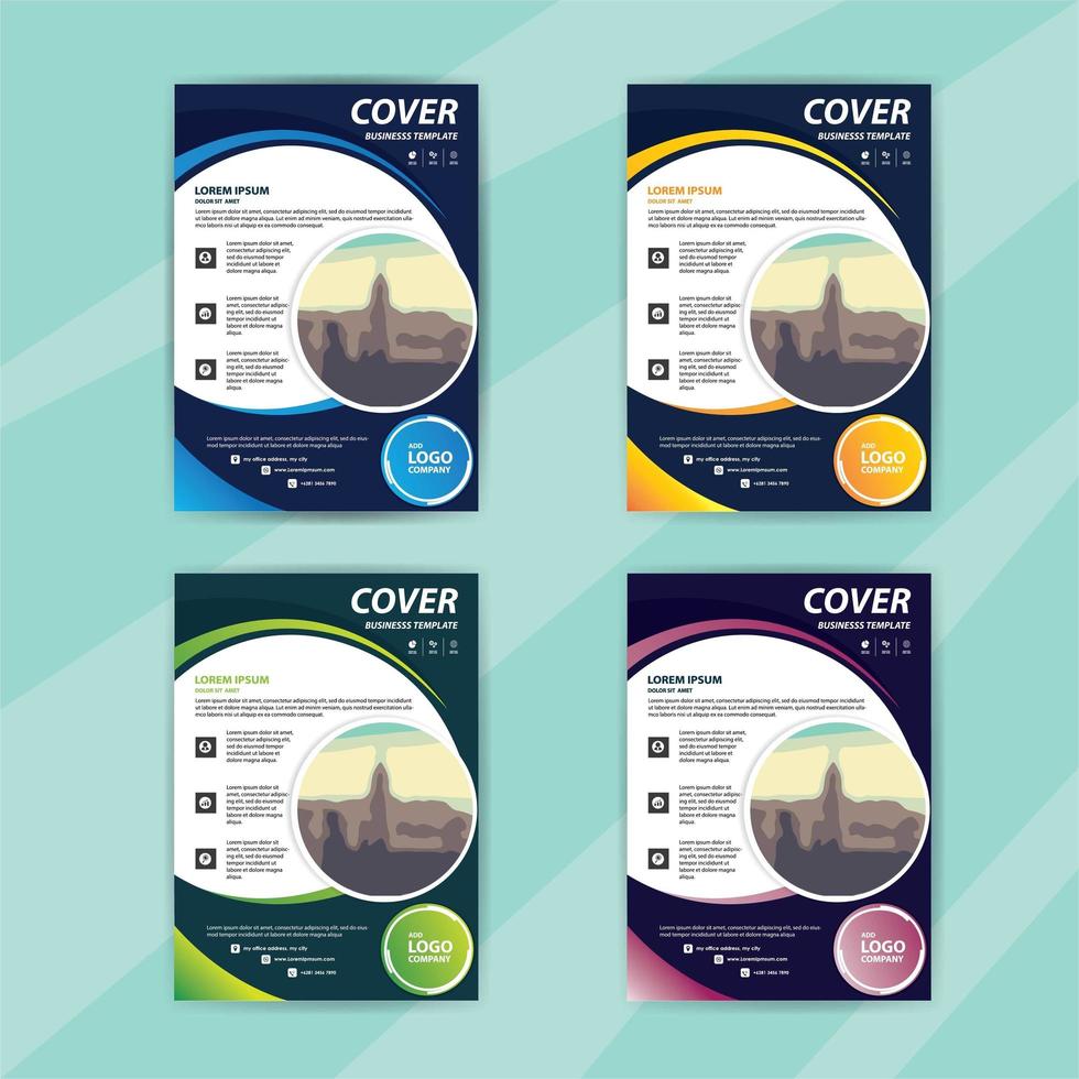 Business Flyer Template Set with Colorful Swirls vector