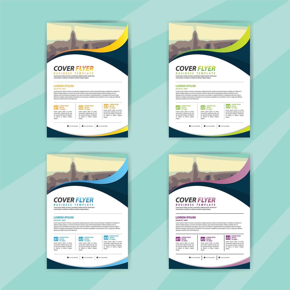 Business Flyer Template Set with Flowing Shapes vector