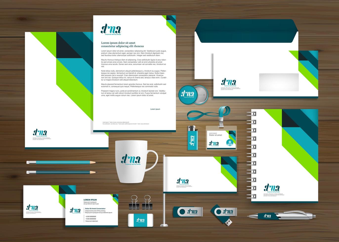 Corporate Green and Blue Business Identity Template vector