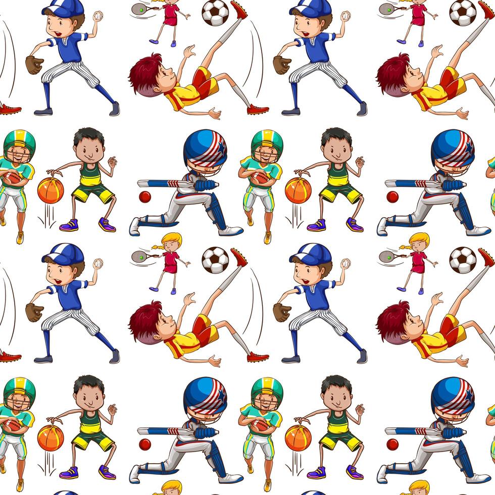 Seamless background with kids doing sports vector