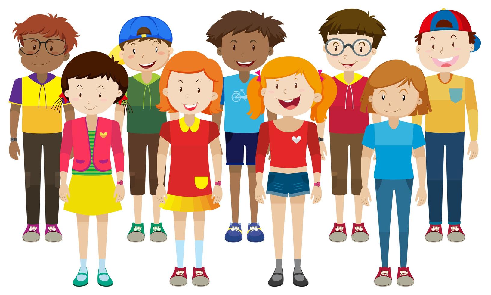 Group of teenagers standing together vector