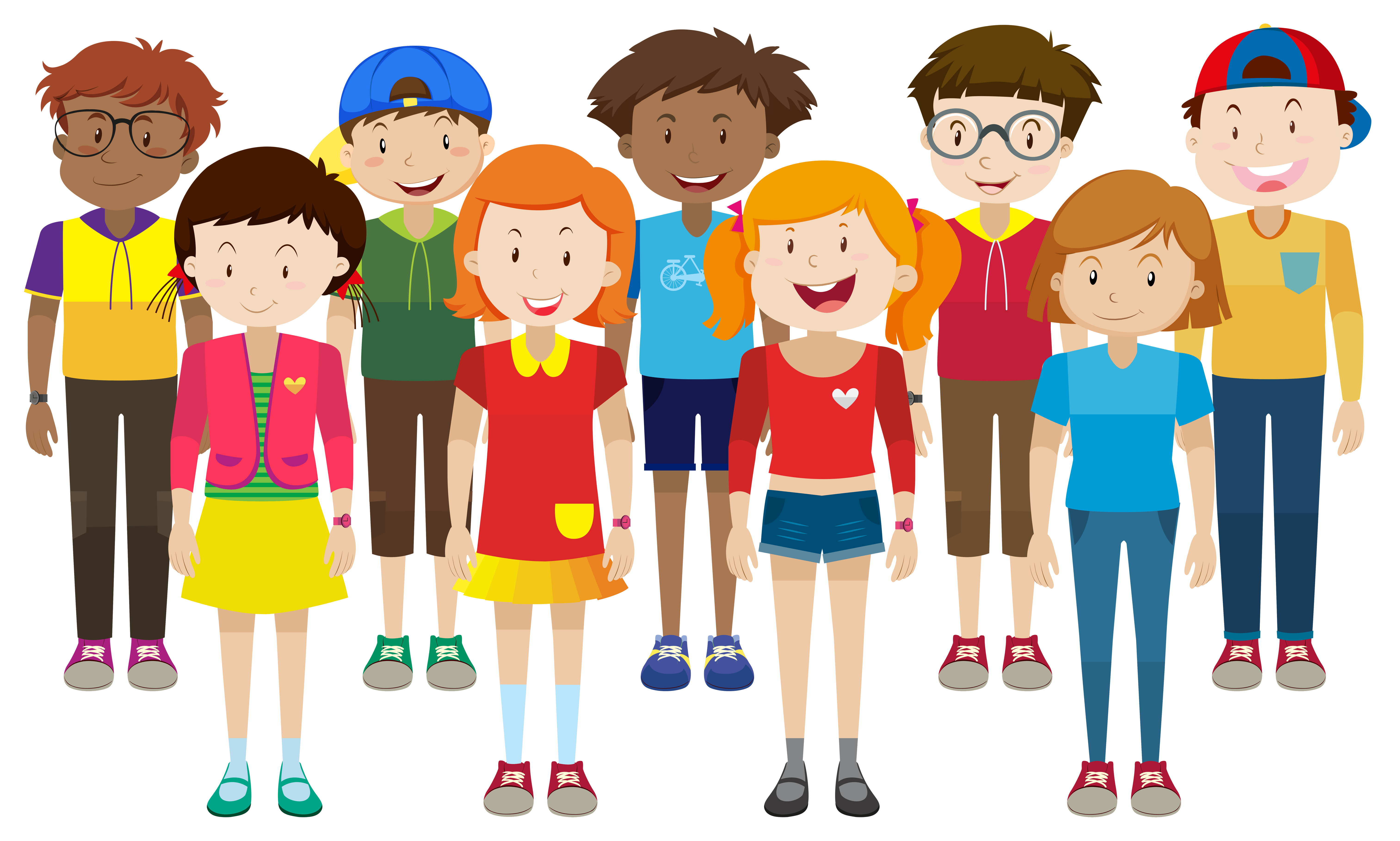 Group Of Teenagers Standing Together 702694 Vector Art At Vecteezy