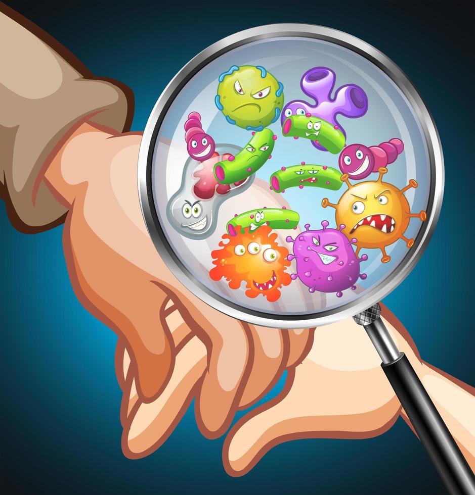 Germs on human hands vector