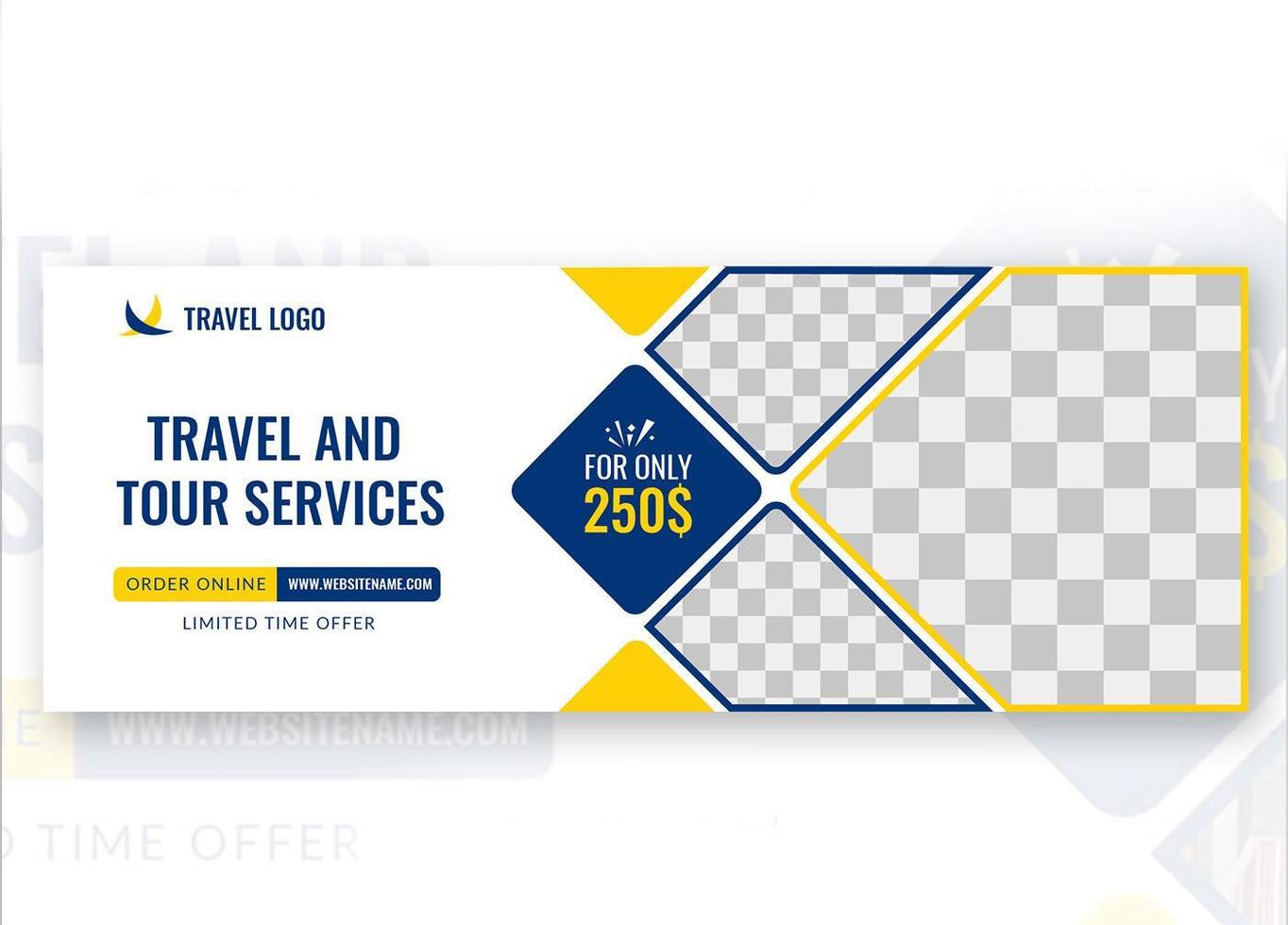 Travel Social Media Cover Template Design vector