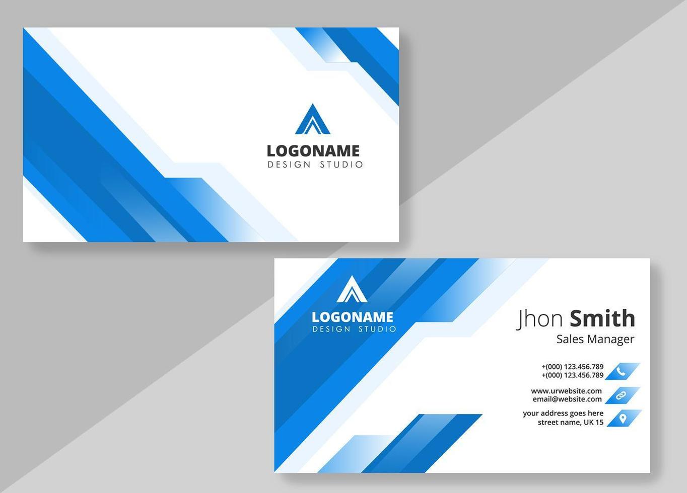 Blue Diagonal Lines Business Card Design Template vector