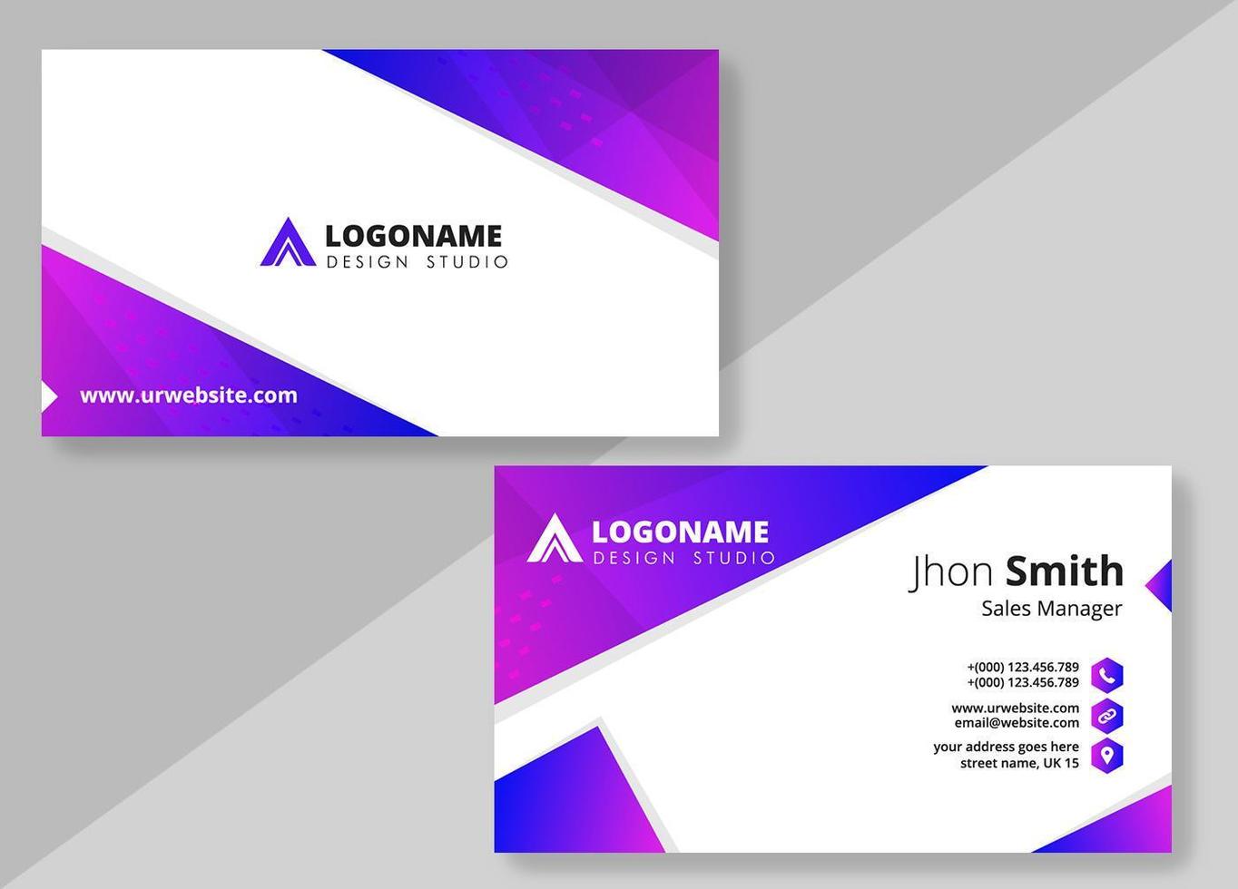 Purple Blue Gradient Business Card Design Template vector