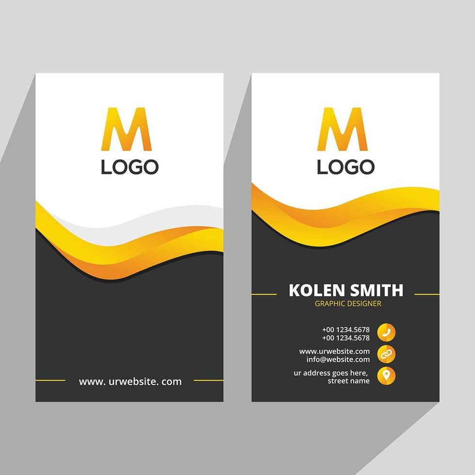 Creative Yellow Black Vertical Business Card vector