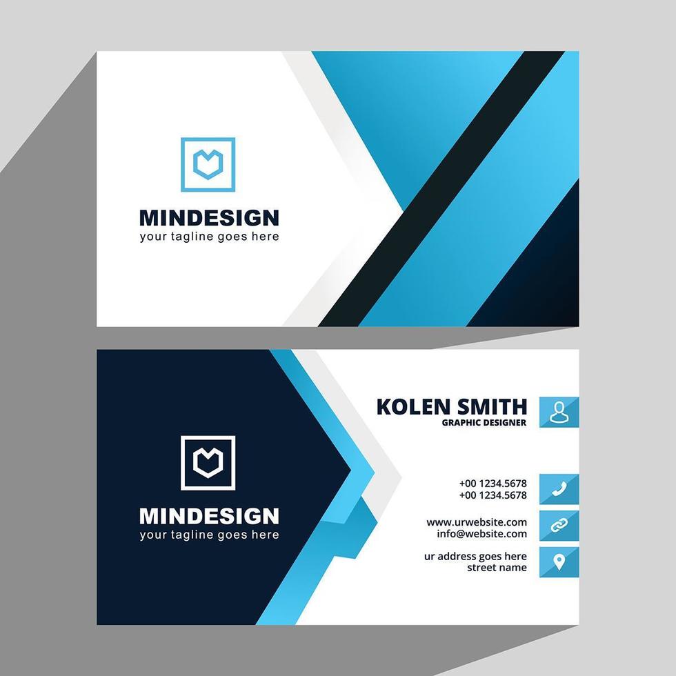 Blue and Black Angles Creative Business Card vector