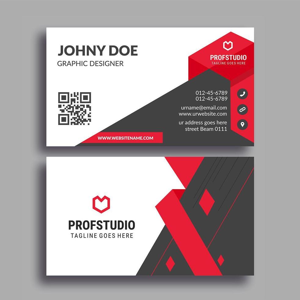 Red and Black Simple Modern Corporate Card Template vector