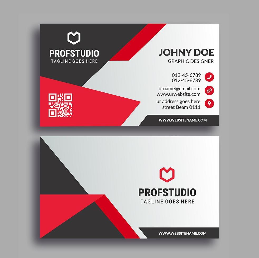 Red and Black Shape Business Card Design Template vector