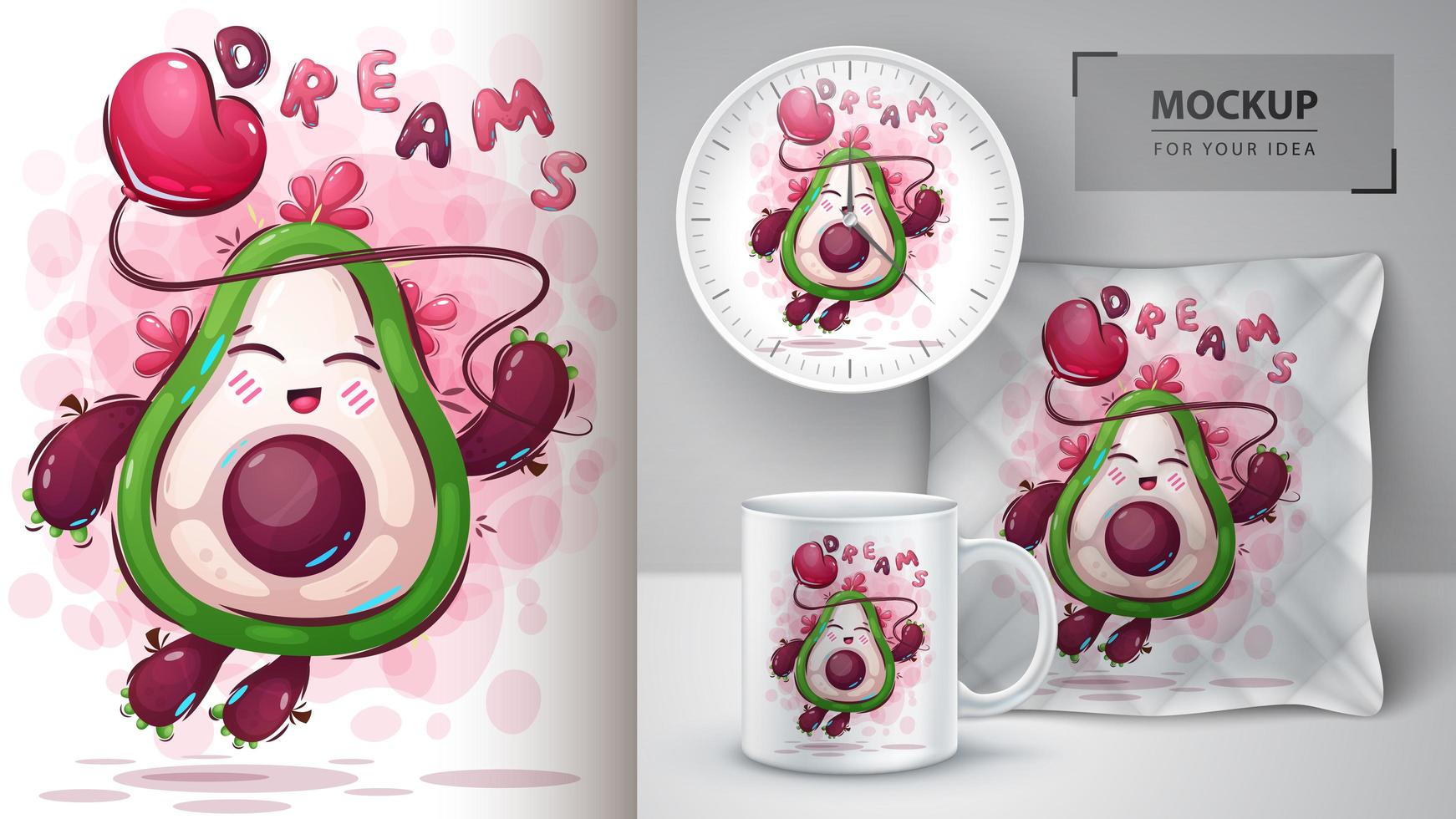 Flying Avocado Dreams Poster  vector