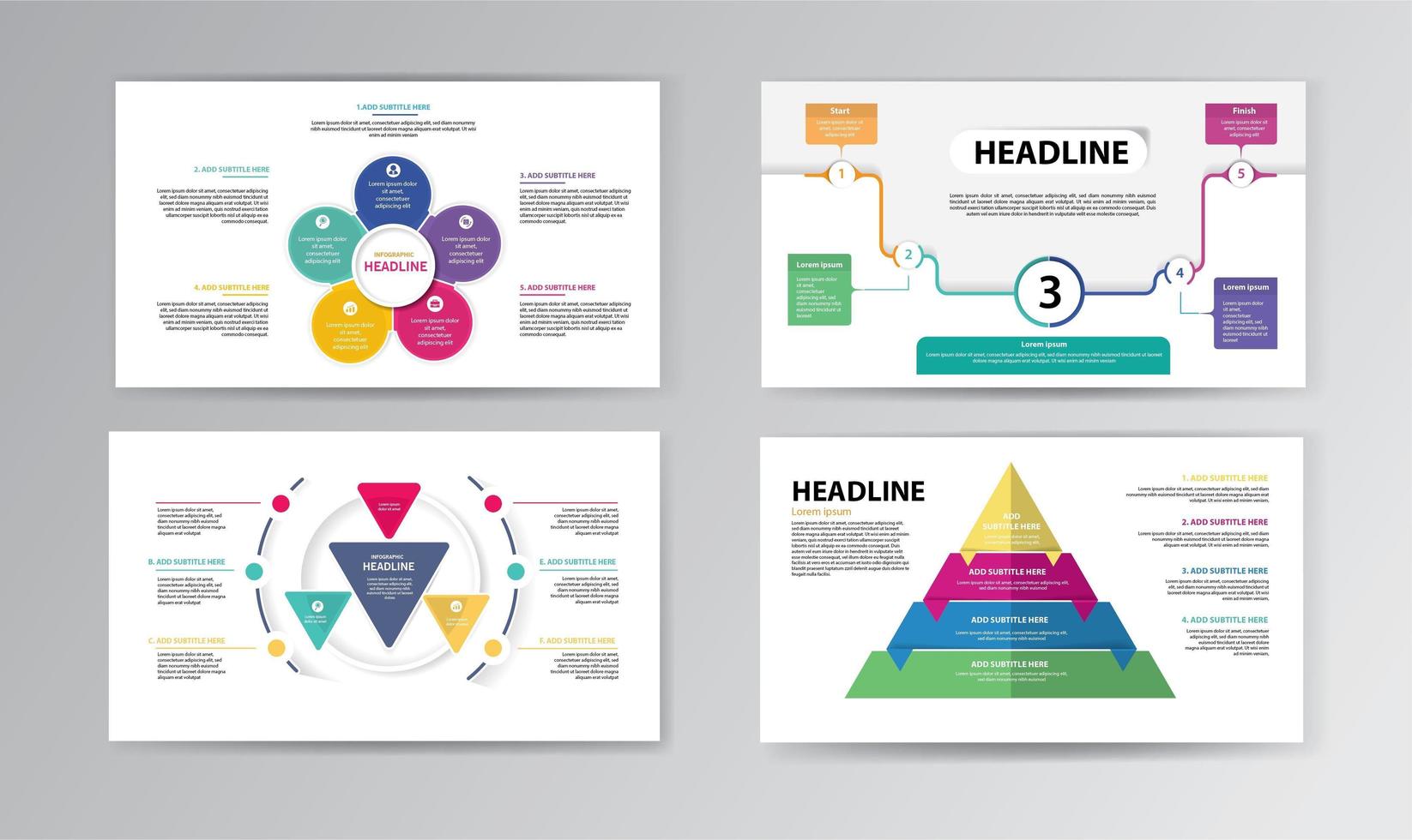 plantilla de línea de tiempo de infografía con formas coloridas vector