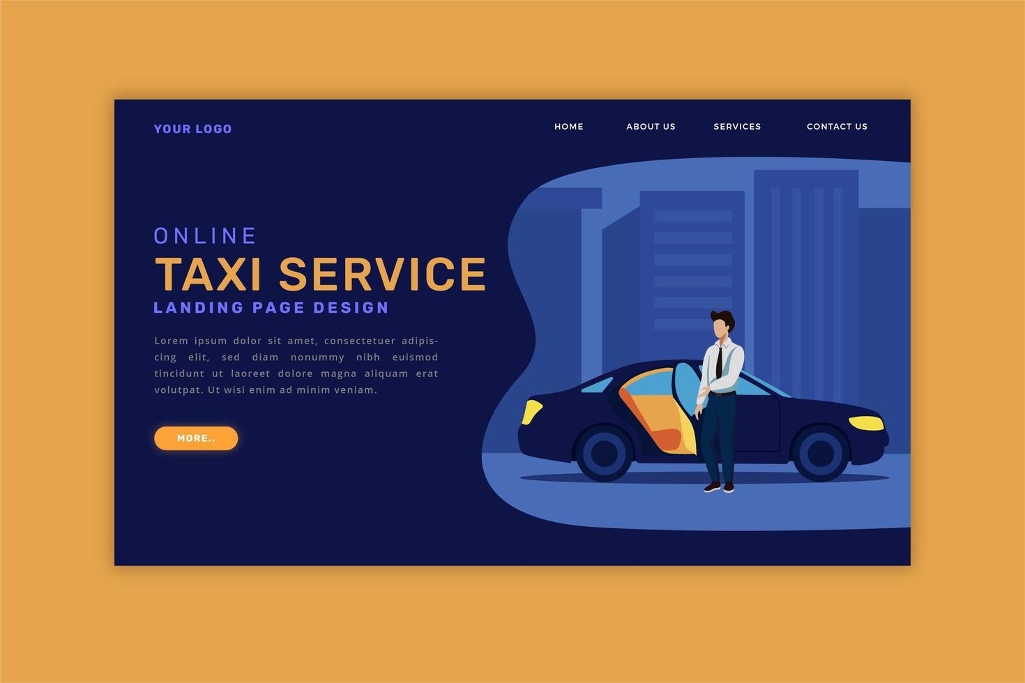 Online Taxi Landing Page vector