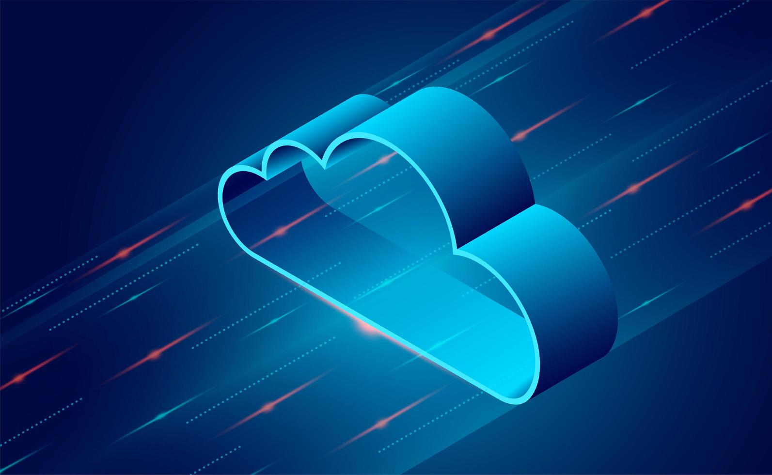 Cloud Technology Design with Dynamic Glowing Lines vector