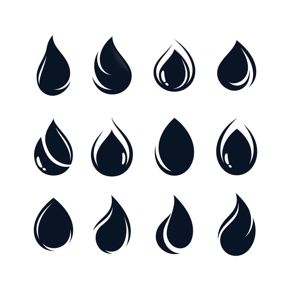 Oil drop icon set vector