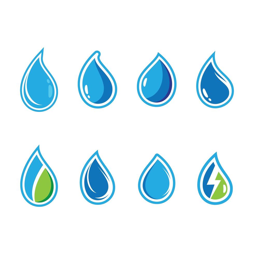 Water drop icon set with outline vector