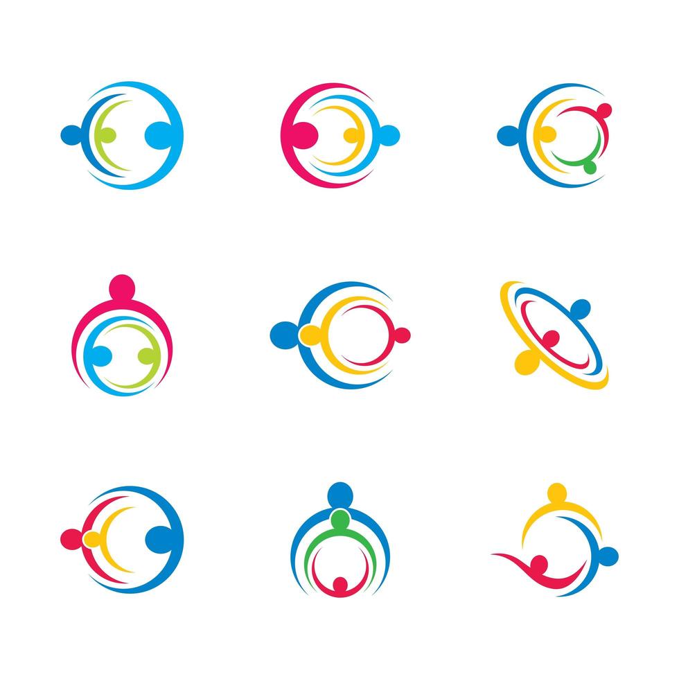 Business teamwork icon set with people in circles vector