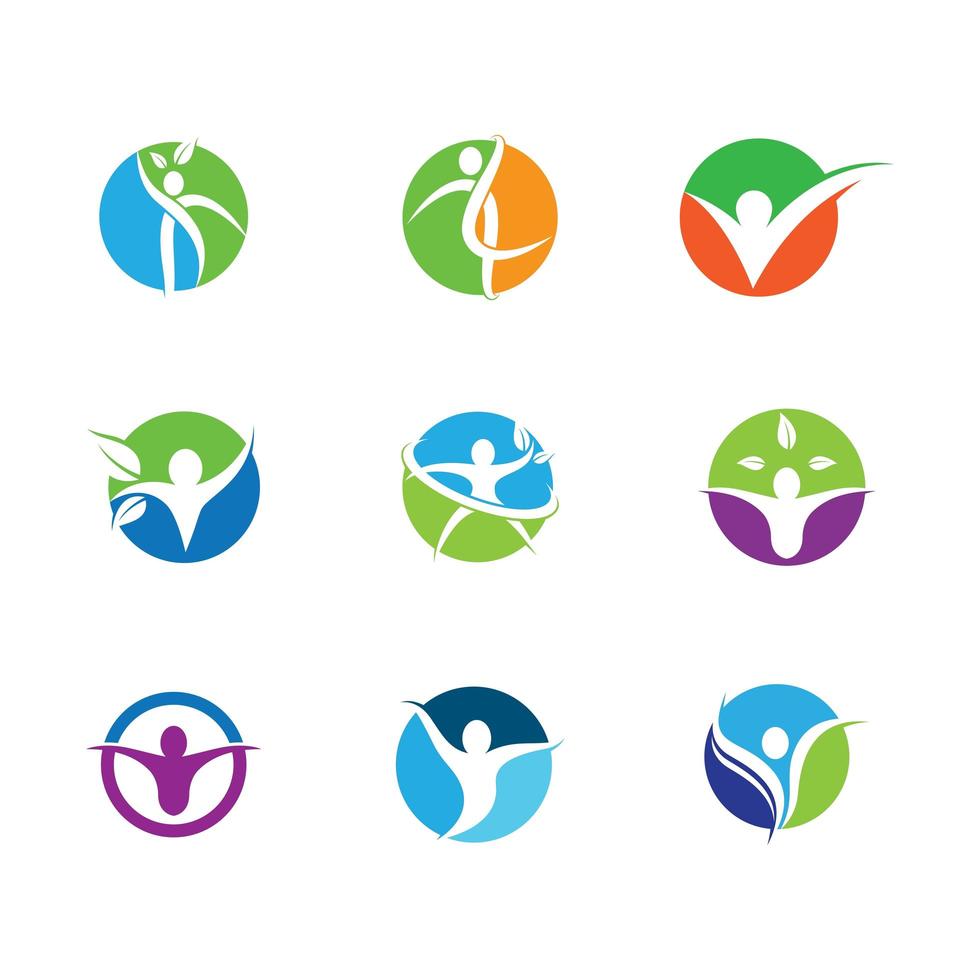 Wellness symbols in circles vector