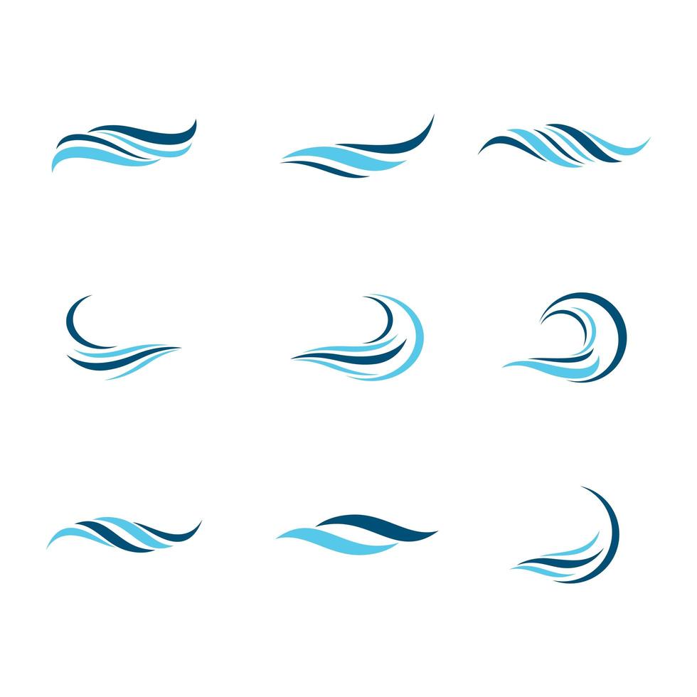 Wave symbol or icon set in blue vector