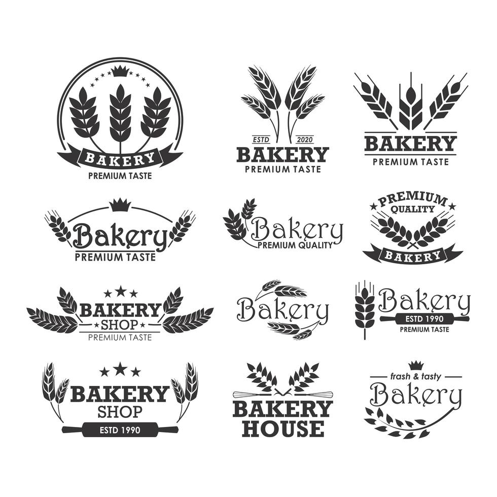 Bakery logo template set with wheat vector