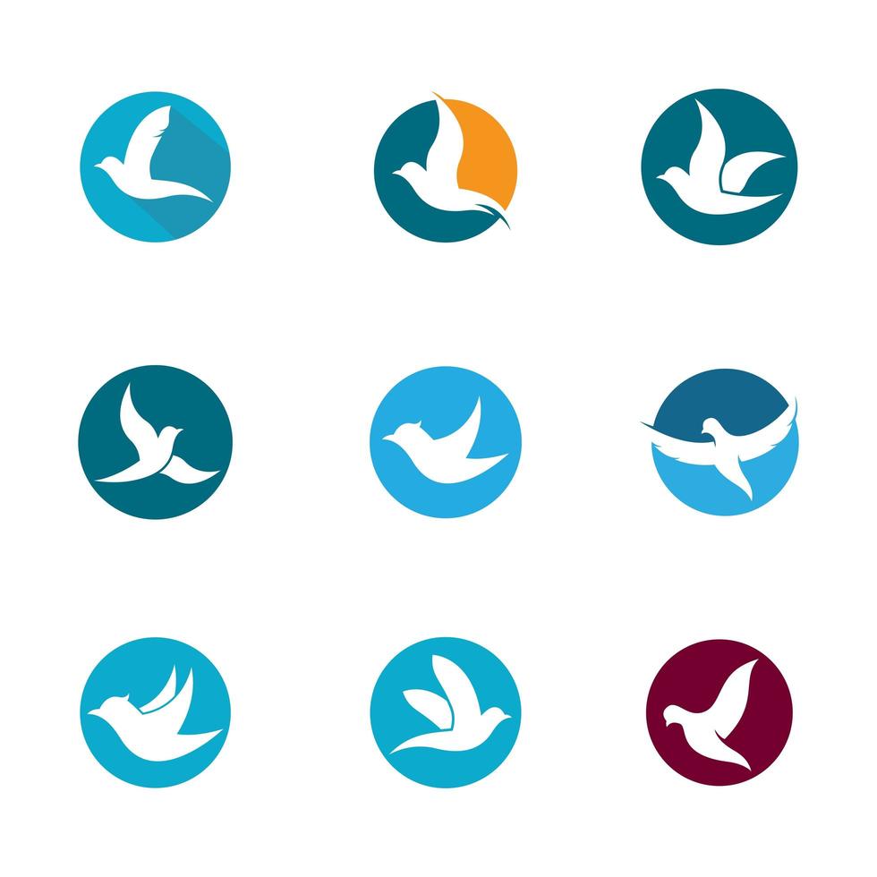 Dove in circles icon set vector