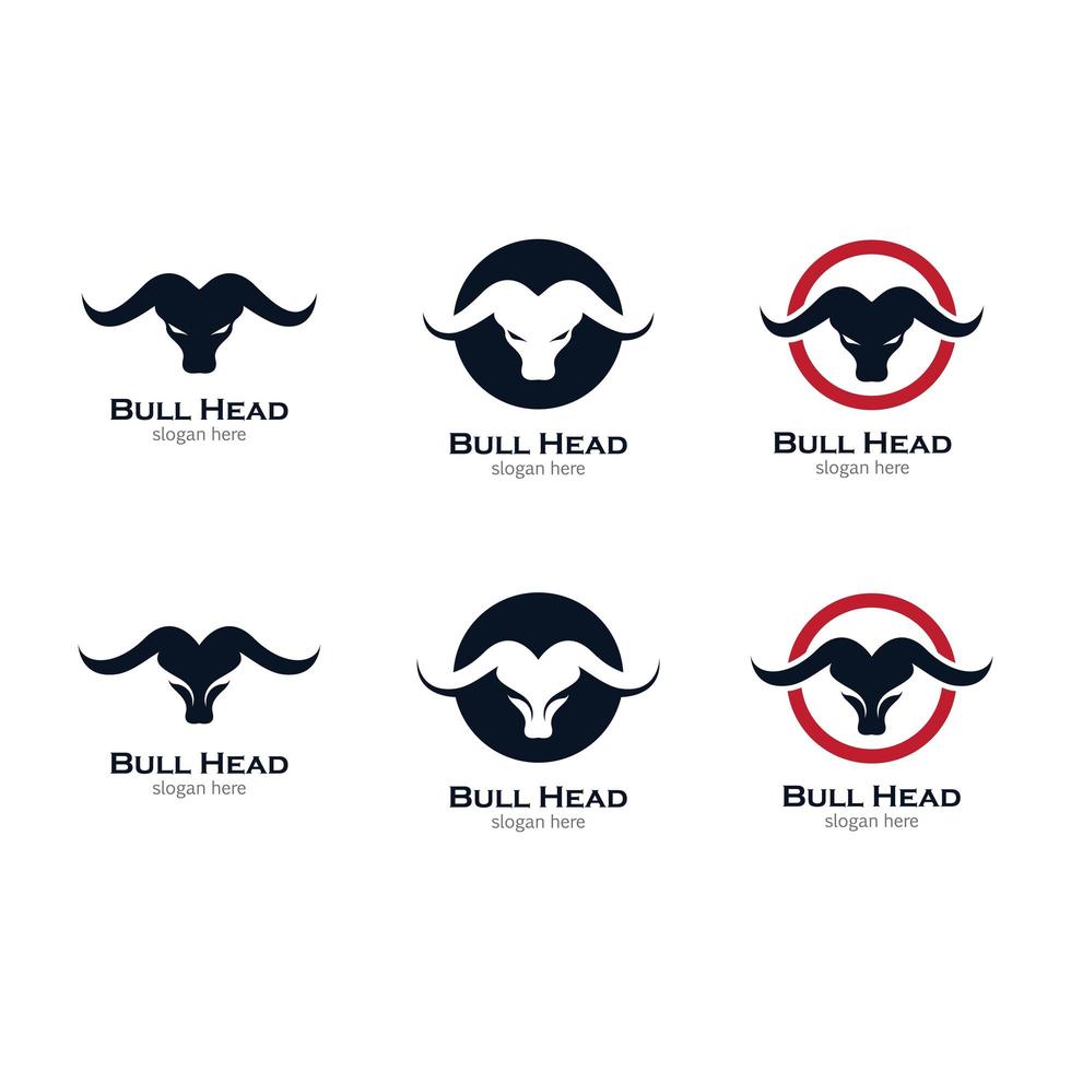 Bull head icon set vector