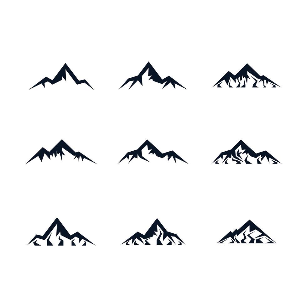 conjunto de iconos de montaña vector