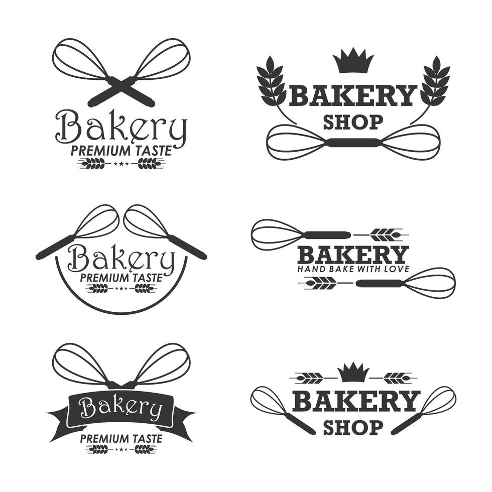 Bakery logo template set with whisks vector