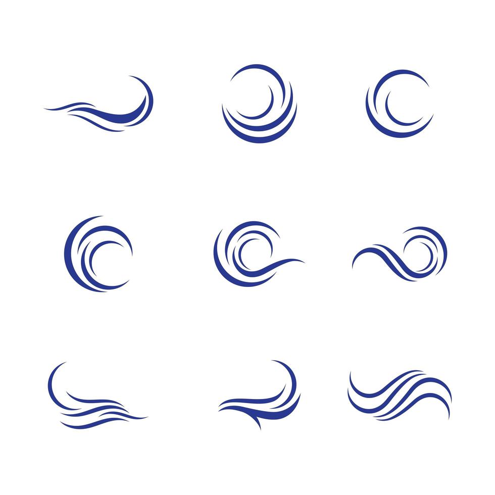 Water icon set in dark blue vector