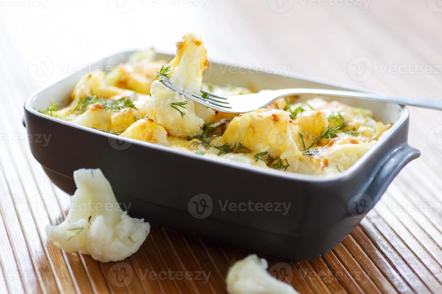 cauliflower baked with egg and cheese photo