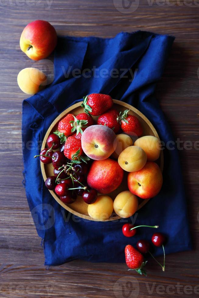 fresh summer fruits top view photo