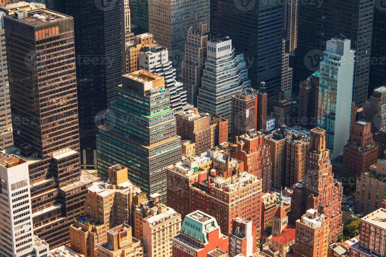 New York City Manhattan Skyline Aerial View Stock Photo