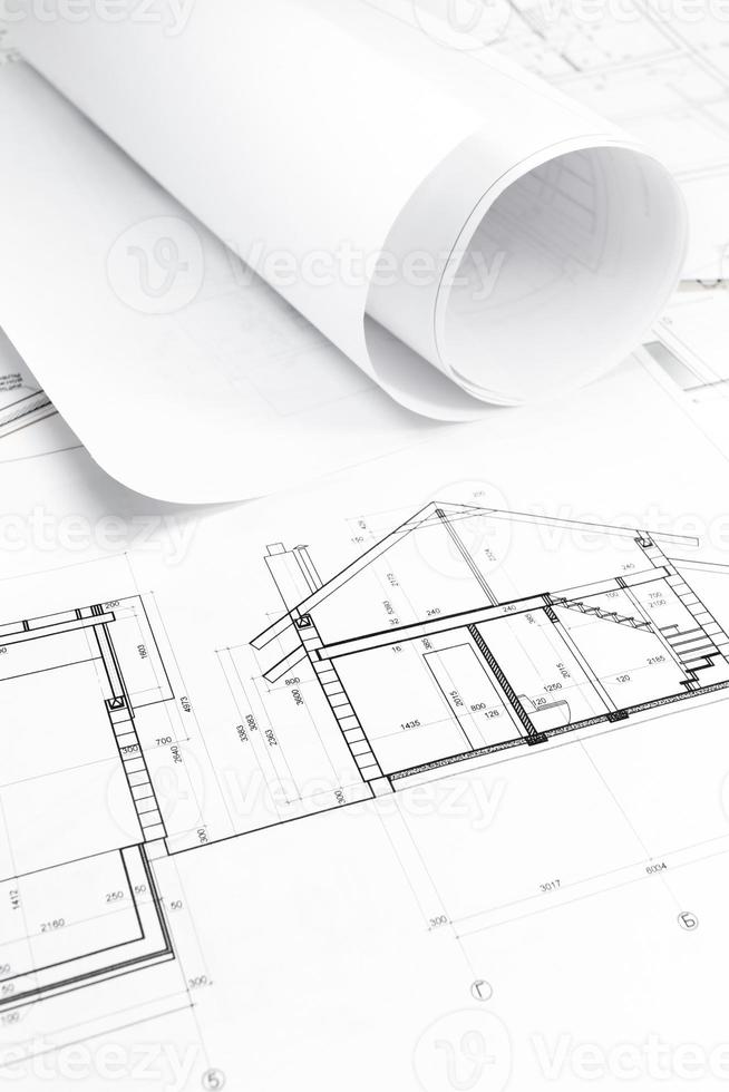 Blueprints for house construction photo