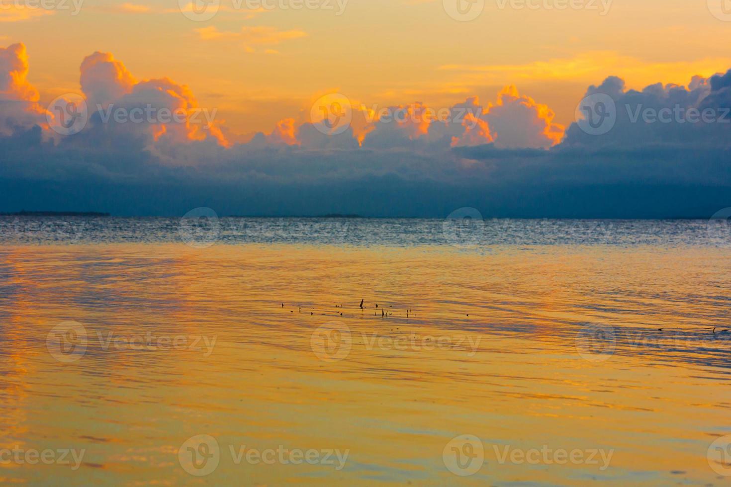 puesta de sol mar tropical foto