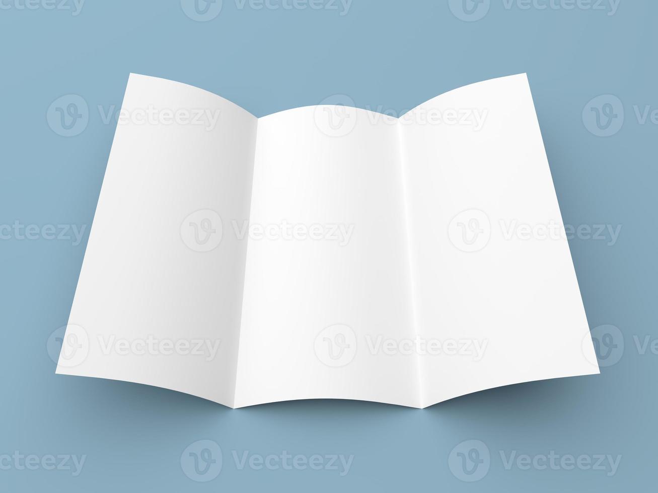 Leaflet blank tri-fold white paper brochure photo
